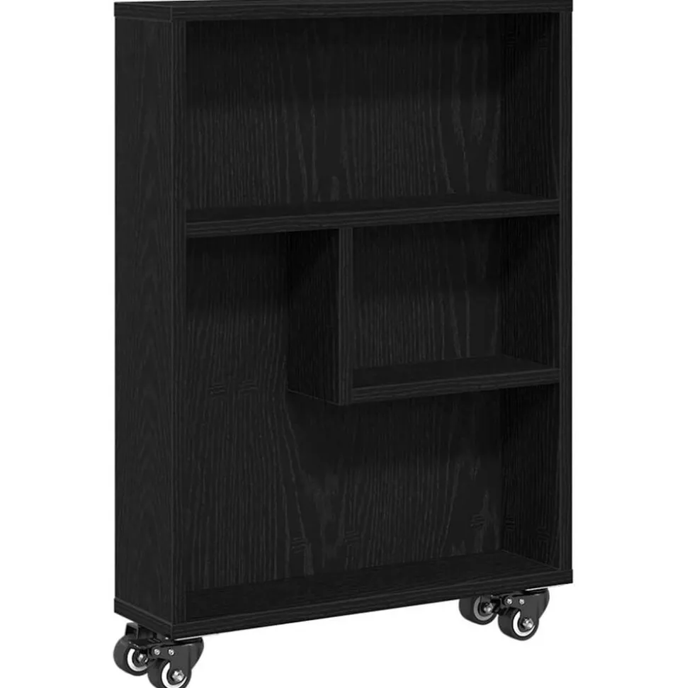 vidaXL Smal förvaringsvagn Svart Ek 48 x 13 x 68 cm