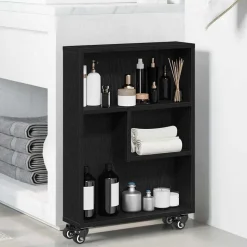 vidaXL Smal förvaringsvagn Svart Ek 48 x 13 x 68 cm
