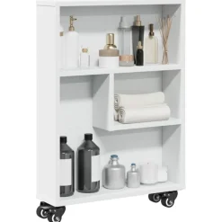 vidaXL Smal förvaringsvagn vit 48x13x68 cm konstruerat trä