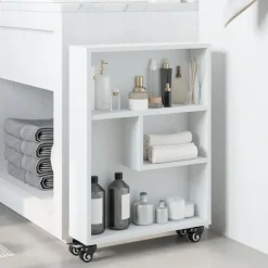 vidaXL Smal förvaringsvagn vit 48x13x68 cm konstruerat trä