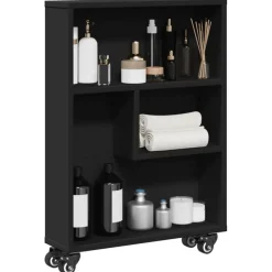 Clearance vidaXL Smal förvaringsvagn 48x13x68 cm konstruerat trä Svart
