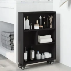 Clearance vidaXL Smal förvaringsvagn 48x13x68 cm konstruerat trä Svart