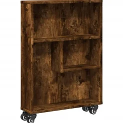New vidaXL Smal förvaringsvagn 48x13x68 cm konstruerat trä Rökfärgad ek