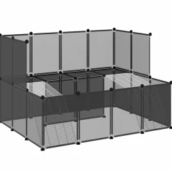 vidaXL Smådjursbur svart 143x107x93 cm PP och stål