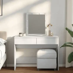 Hot vidaXL Sminkbord med LED 100x40x130 cm Vit
