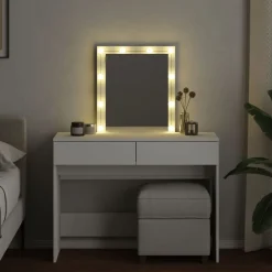 Hot vidaXL Sminkbord med LED 100x40x130 cm Vit