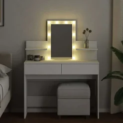 Sale vidaXL Sminkbord med LED 100x40x130 cm Vit