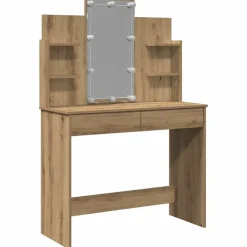 vidaXL Sminkbord med LED 96x40x142 cm artisan ek
