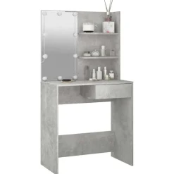 Discount vidaXL Sminkbord med LED 74,5x40x141 cm Betonggrå