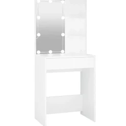 vidaXL Sminkbord med LED vit 60x40x140 cm