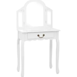 vidaXL Sminkbord med pall vit 65x36x128 cm kejsarträ MDF