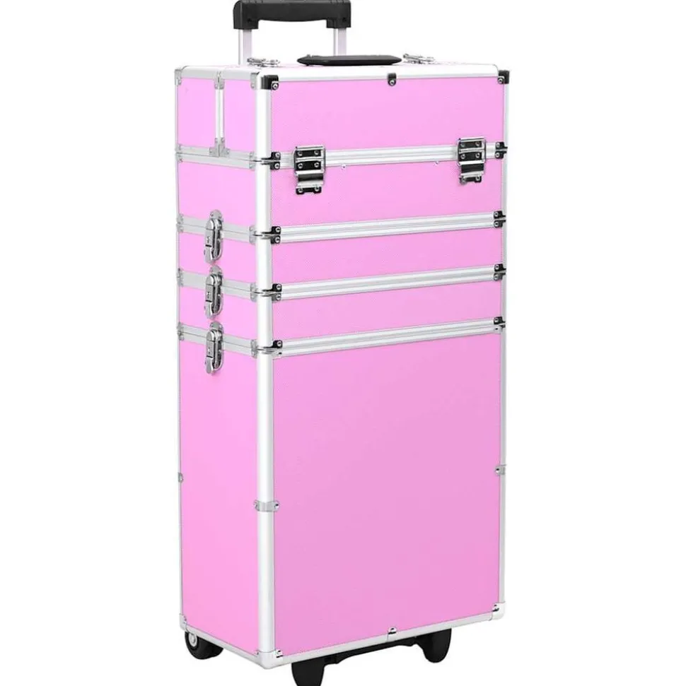 vidaXL Sminklåda aluminium rosa