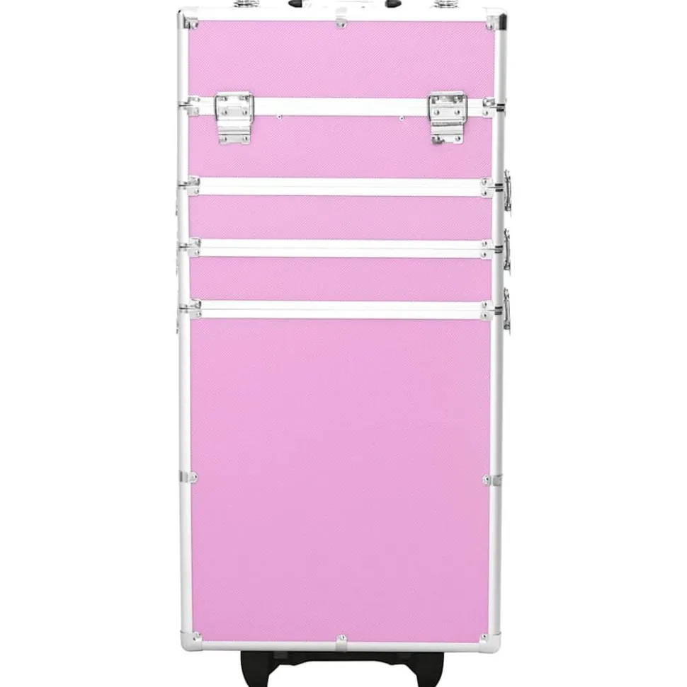 vidaXL Sminklåda aluminium rosa