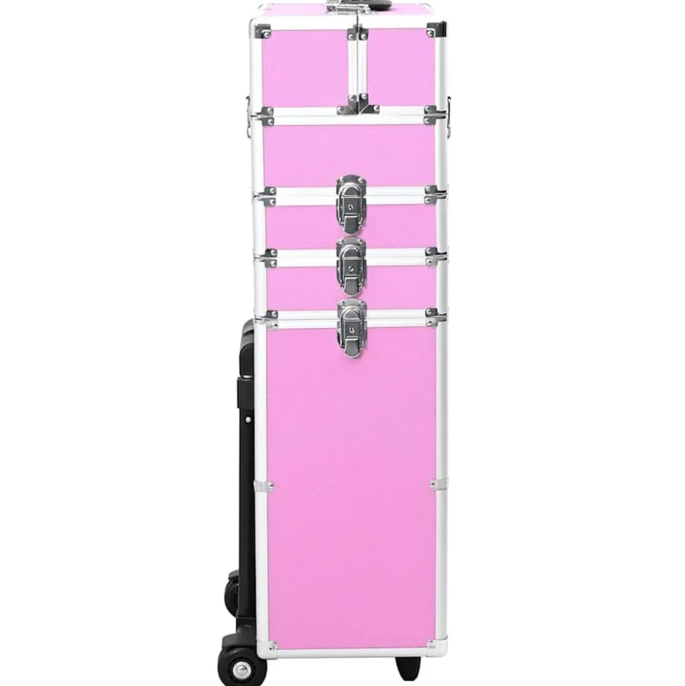 vidaXL Sminklåda aluminium rosa