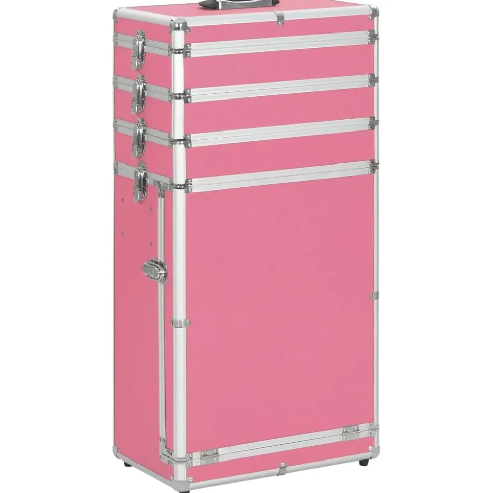 vidaXL Sminklåda aluminium rosa