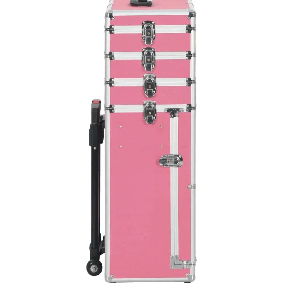 vidaXL Sminklåda aluminium rosa