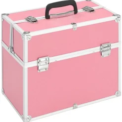 vidaXL Sminklåda 38x23x34 cm rosa aluminium