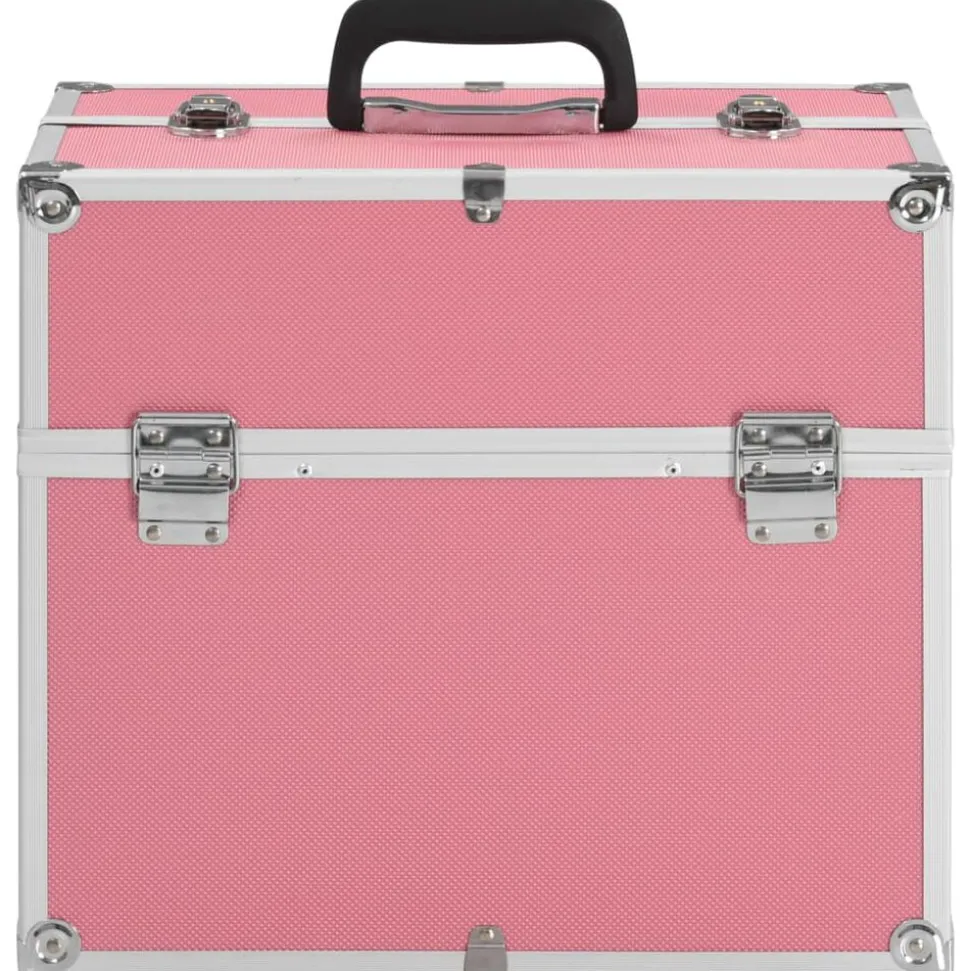 vidaXL Sminklåda 38x23x34 cm rosa aluminium
