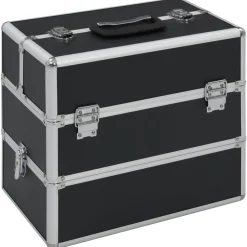 Clearance vidaXL Sminklåda 37x24x35 cm aluminium Svart