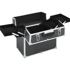 Outlet vidaXL Sminklåda 38x23x34 cm aluminium Svart