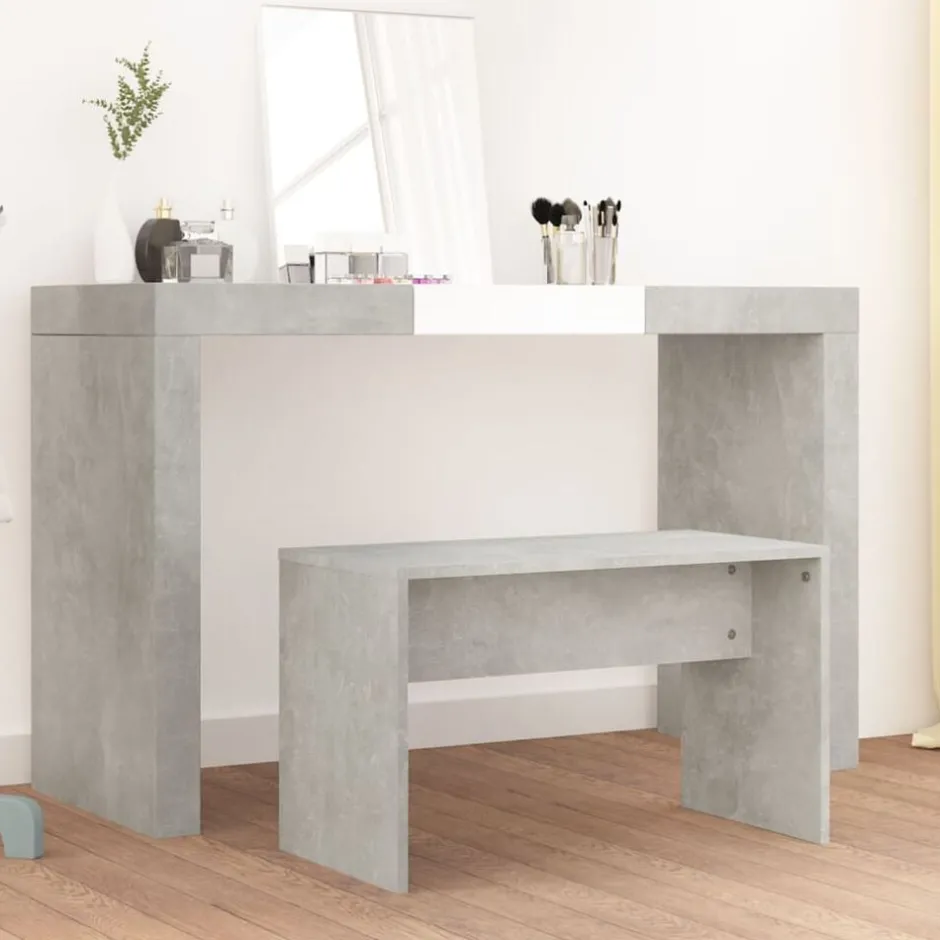 Hot vidaXL Sminkpall 70x35x45 cm konstruerat trä Betonggrå
