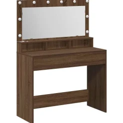 vidaXL Smyckebord med hylla Brun Ek 100 x 41 x 135 cm Konstruerat trä