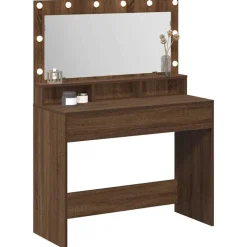 vidaXL Smyckebord med hylla Brun Ek 100 x 41 x 135 cm Konstruerat trä