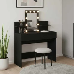 New vidaXL Smyckebord med låda 100 x 40 x 130 cm Konstruerat trä Svart ek