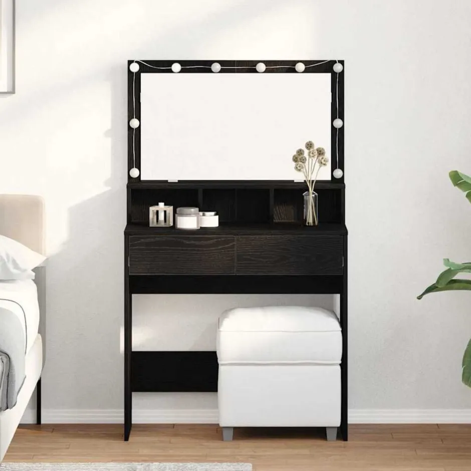 Online vidaXL Smyckebord med låda 80 x 41 x 134,5 cm Konstruerat trä Svart ek