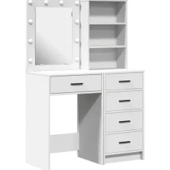 Sale vidaXL Smyckebord med låda 2 pcs 50 x 41 x 135 cm Konstruerat trä Vit