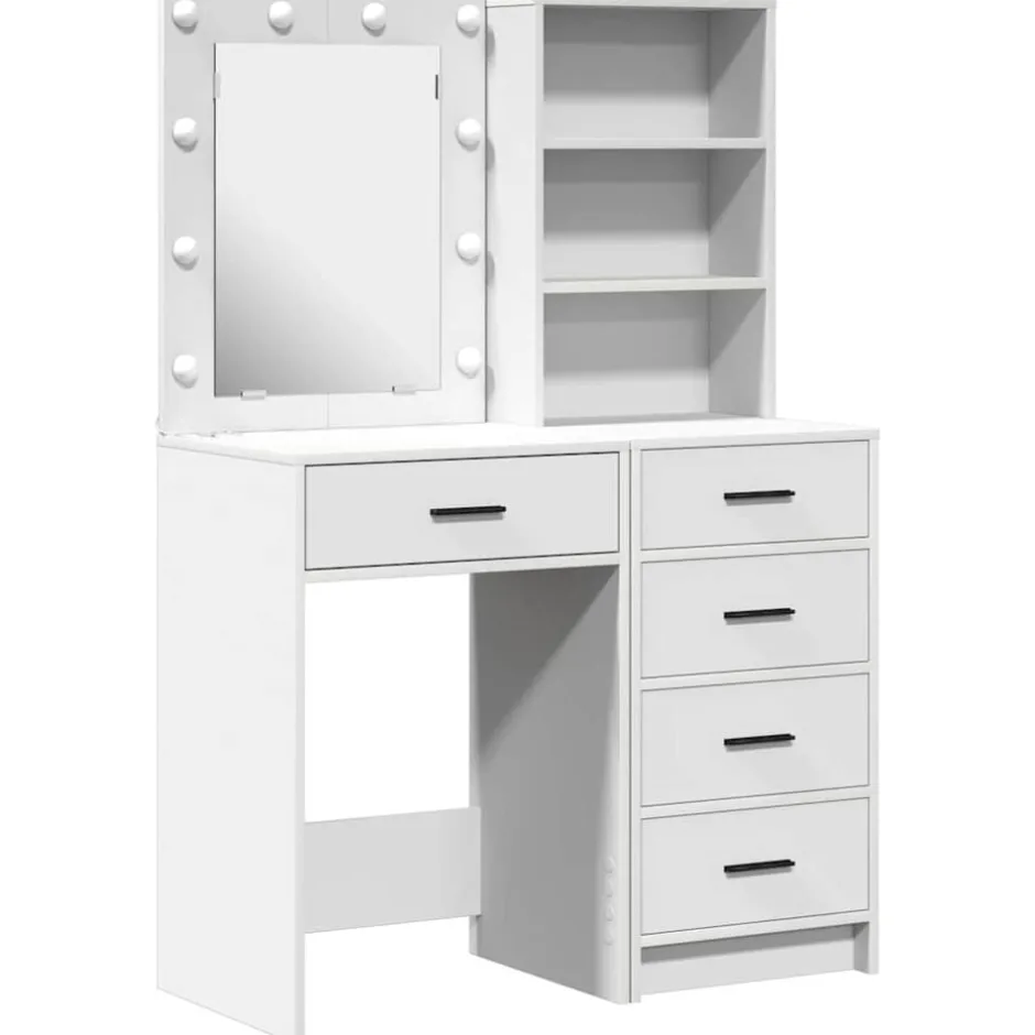 Sale vidaXL Smyckebord med låda 2 pcs 50 x 41 x 135 cm Konstruerat trä Vit