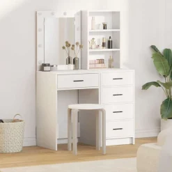 Sale vidaXL Smyckebord med låda 2 pcs 50 x 41 x 135 cm Konstruerat trä Vit