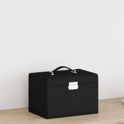 Outlet vidaXL Smyckeskrin 3-lagers med spegel låsbar 26x18x17,5 cm Svart
