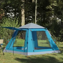 Clearance vidaXL Snabbtält med regnskydd för 3 personer 205 x 205 x 143 cm Blå
