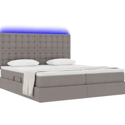 vidaXL Säng med LED -remsljus med huvudgavel 180 x 200 cm tyg Taupe