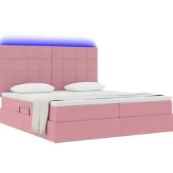 Hot vidaXL Säng med LED-ljusslingor med lagring 180 x 200 cm Sammet Rosa