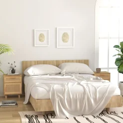 vidaXL Sängbord brun massiv furu och naturlig rotting