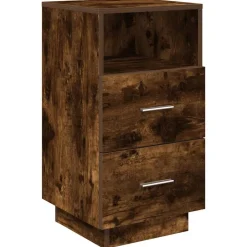 Best vidaXL Sängbord med 2 lådor 36x36x68 cm Rökfärgad ek