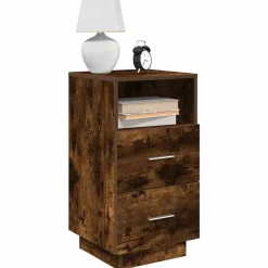 Best vidaXL Sängbord med 2 lådor 36x36x68 cm Rökfärgad ek