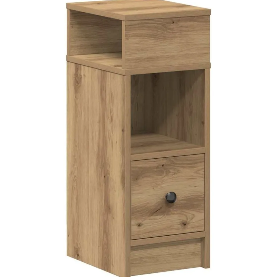vidaXL Sängbord med låda artisan ek 25x31x66 cm