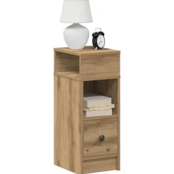vidaXL Sängbord med låda artisan ek 25x31x66 cm