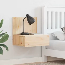 New vidaXL Sängbord med låda Brun 42 x 32,5 x 40 cm Massiv furu Naturfärg