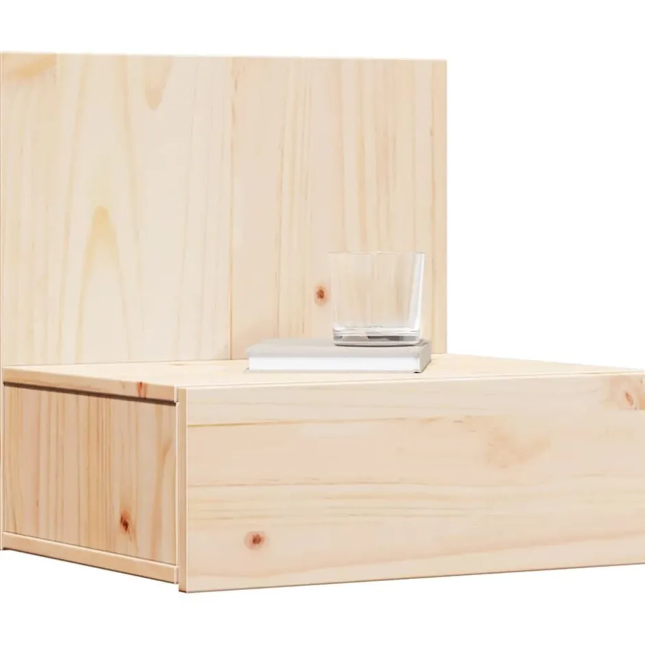 New vidaXL Sängbord med låda Brun 42 x 32,5 x 40 cm Massiv furu Naturfärg