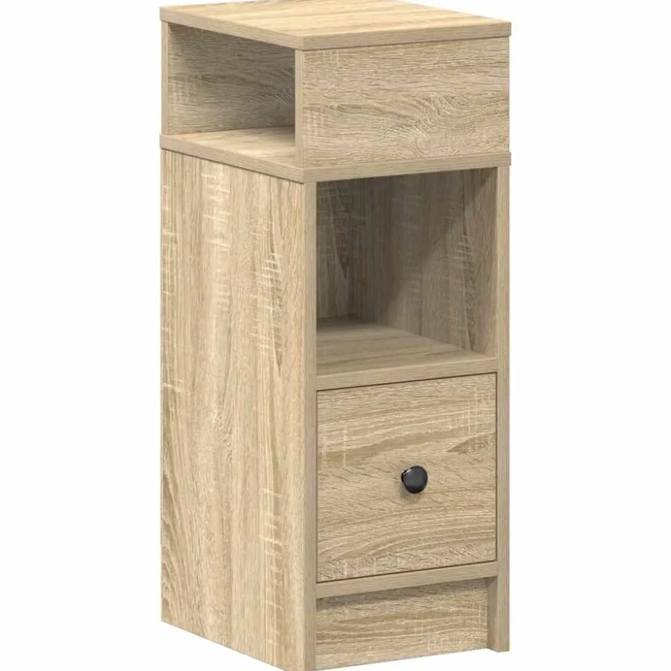 vidaXL Sängbord med låda sonoma-ek 25x31x66 cm
