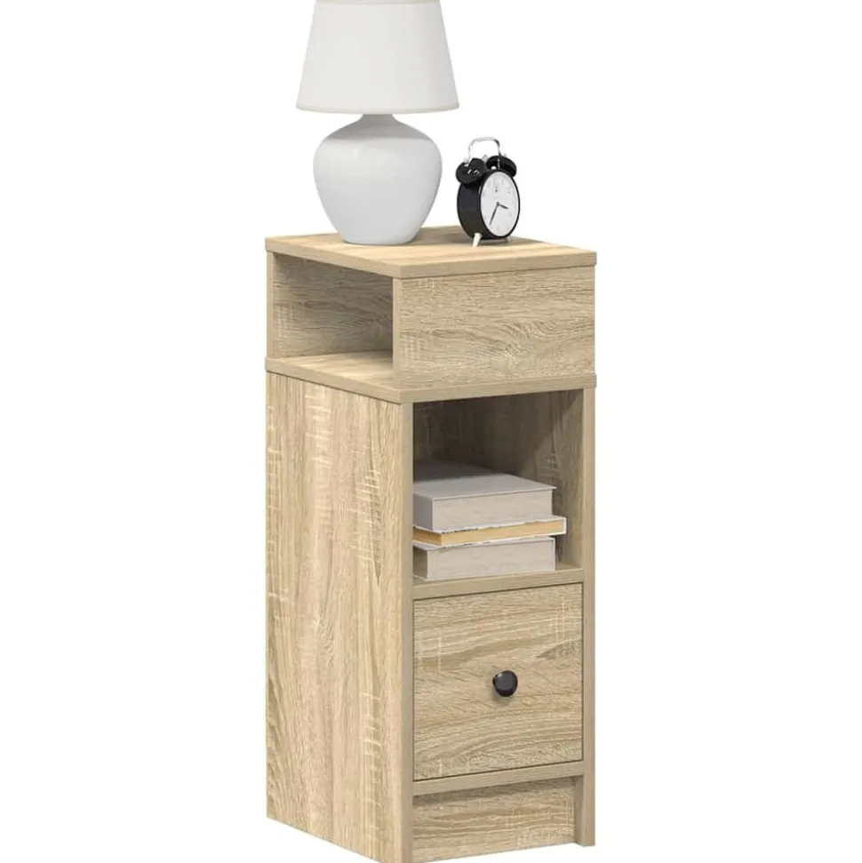 vidaXL Sängbord med låda sonoma-ek 25x31x66 cm
