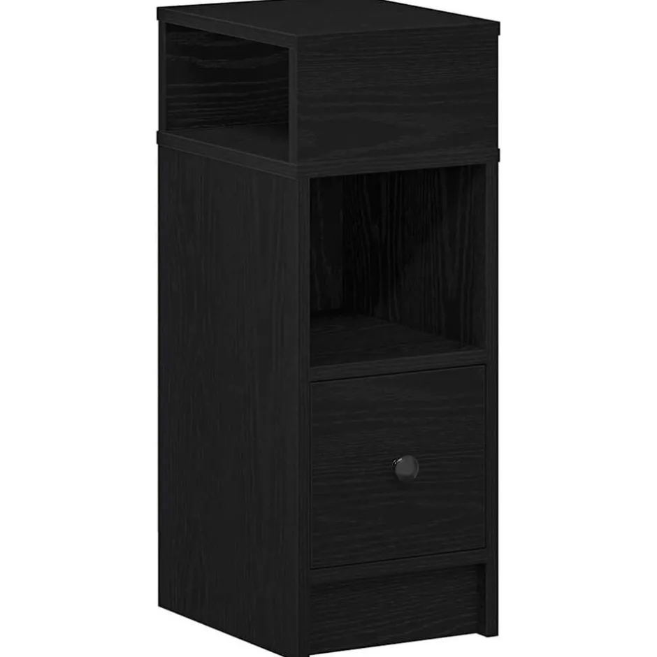 Best vidaXL Sängbord med låda 25x31x66 cm Svart