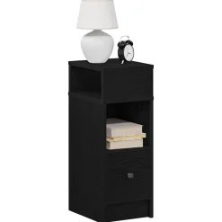Best vidaXL Sängbord med låda 25x31x66 cm Svart