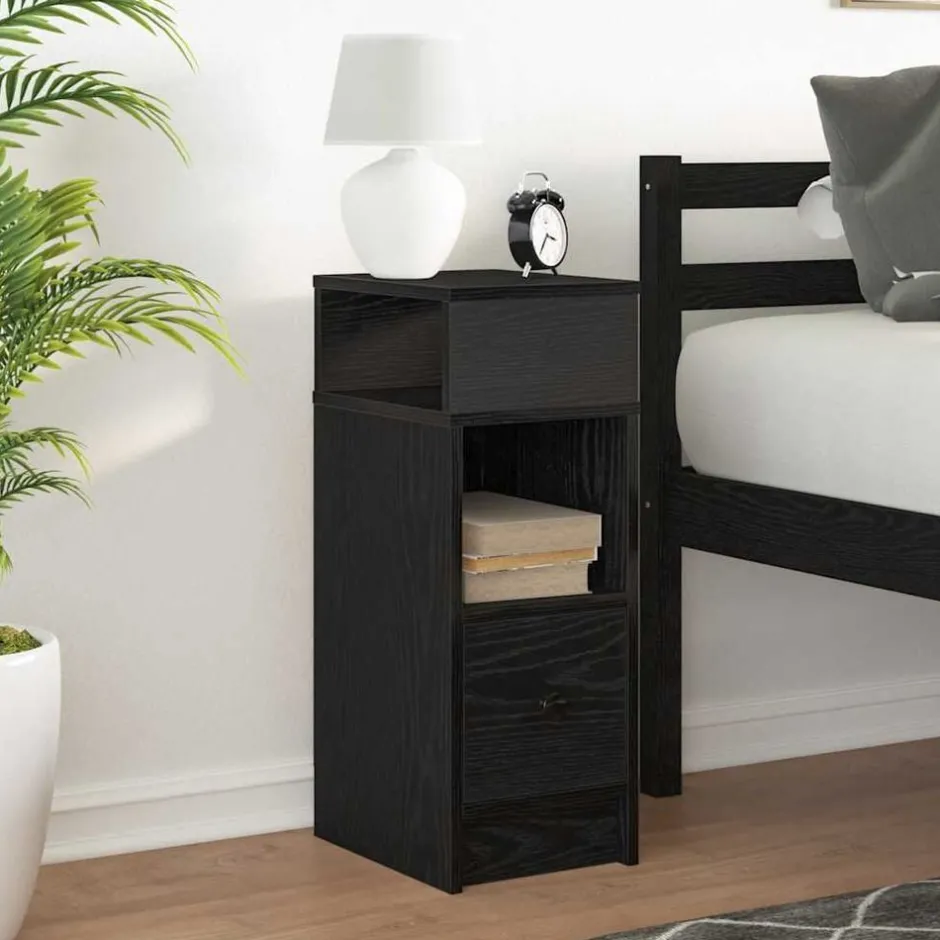 Best vidaXL Sängbord med låda 25x31x66 cm Svart