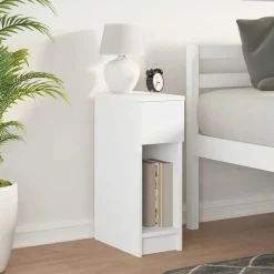 Outlet vidaXL Sängbord med låda 20x36x60 cm Vit