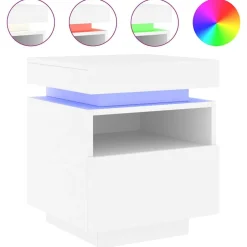 Best vidaXL Sängbord med LED-belysning 40x39x48,5 cm Vit